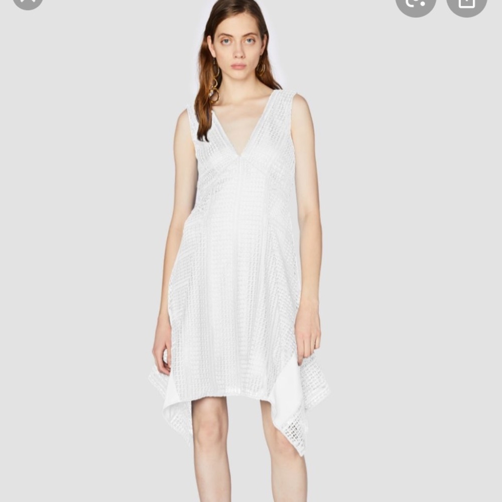 Derek Lam 10 Crosby V Neck Pieced Lace Dress White